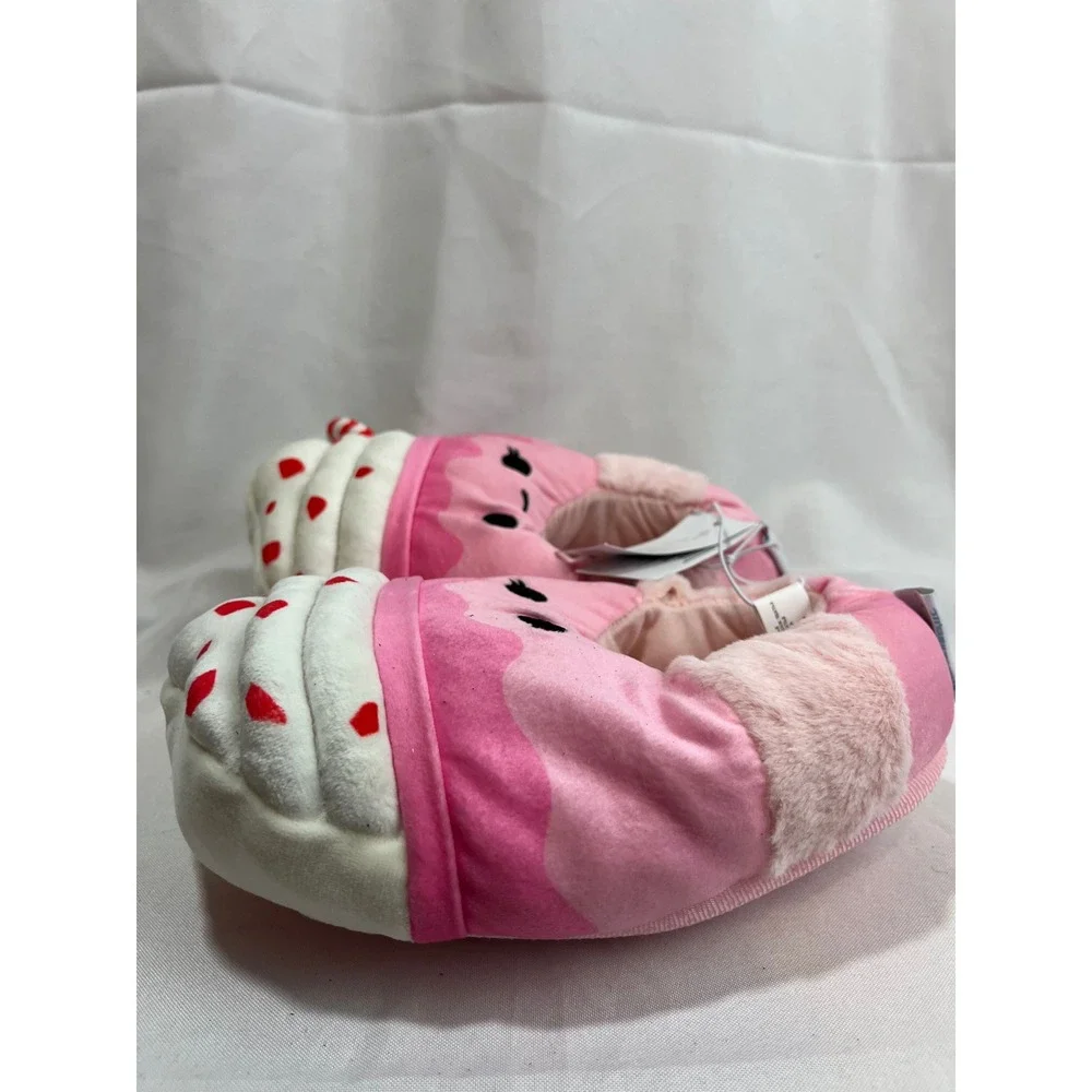 Squishmallows Peppermint Pink Cupcake Plush Slippers Kids Size 4/5‎ Jazwares NEW